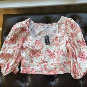 Express linen short sleeve top